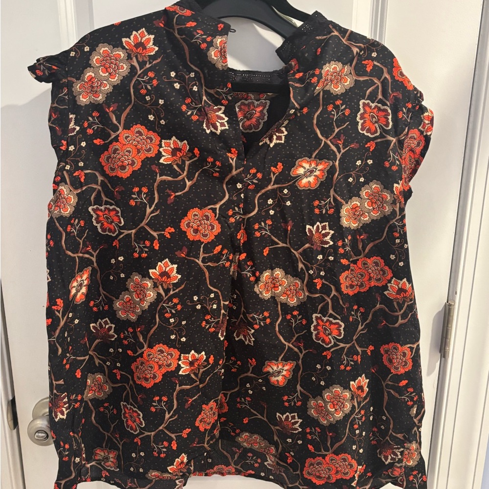 Lane Bryant Black and Red Floral Blouse